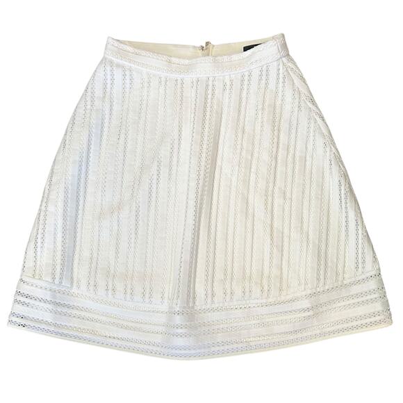 2/$30 J. Crew Striped Eyelet Skirt White C6005 Size 0 - Picture 4 of 12